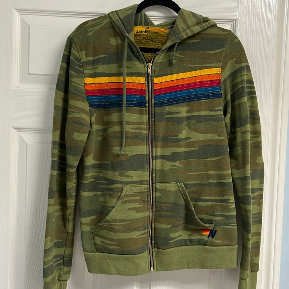 Aviator Nation 5 stripe Camo Hoodie